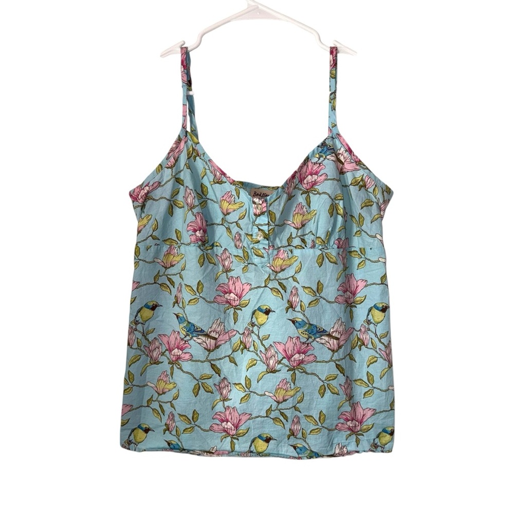 BedHead Pajamas Floral Bird Print Cotton Cami Tank – Size L
